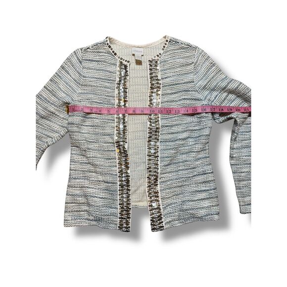 Chico's Embellished Open Front Textured Knit Sweater Size 0 Women’s Small - Picture 6 of 9